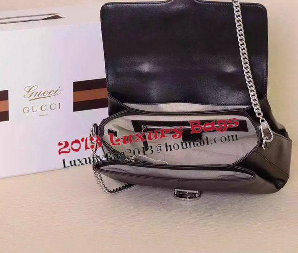 Gucci Interlocking Leather Shoulder Bag 387605 Black