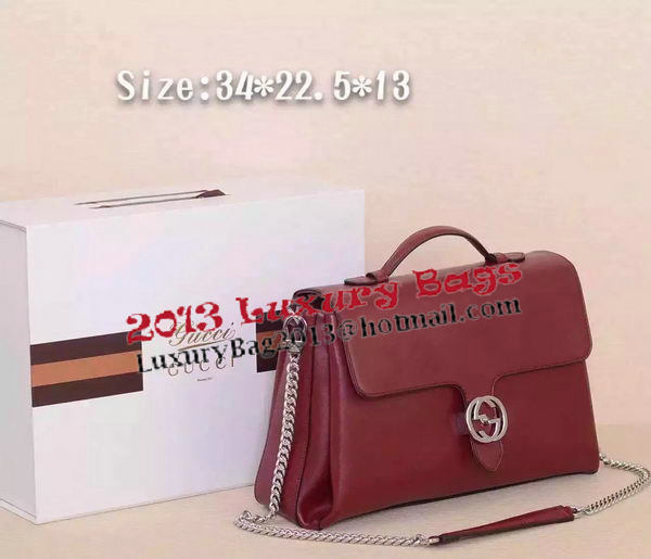 Gucci Interlocking Leather Shoulder Bag 387605 Burgundy
