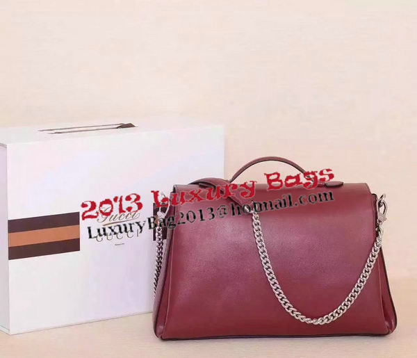 Gucci Interlocking Leather Shoulder Bag 387605 Burgundy