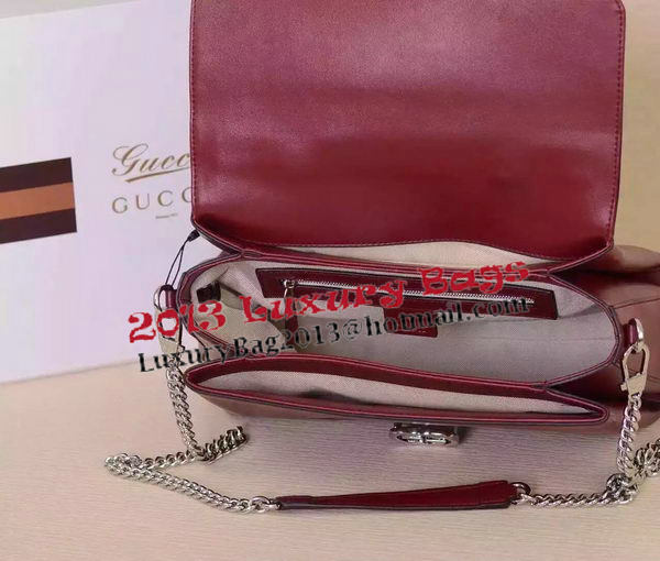 Gucci Interlocking Leather Shoulder Bag 387605 Burgundy