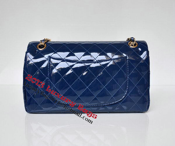 Chanel 2.55 Series Flap Bag Blue Patent Leather A1112 Gold