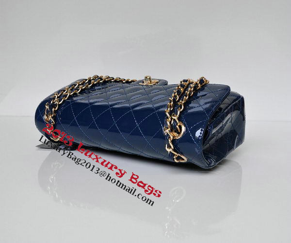 Chanel 2.55 Series Flap Bag Blue Patent Leather A1112 Gold