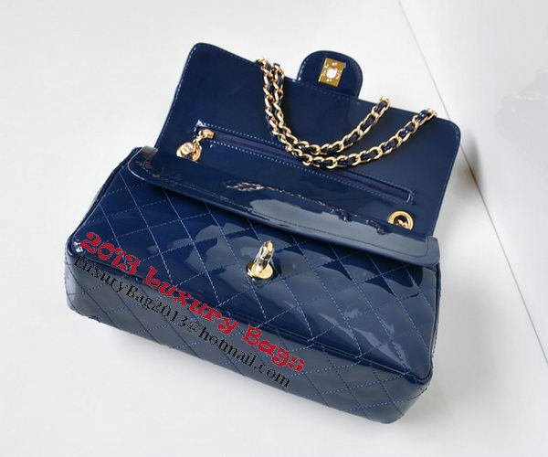 Chanel 2.55 Series Flap Bag Blue Patent Leather A1112 Gold