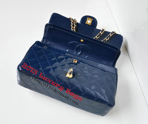 Chanel 2.55 Series Flap Bag Blue Patent Leather A1112 Gold