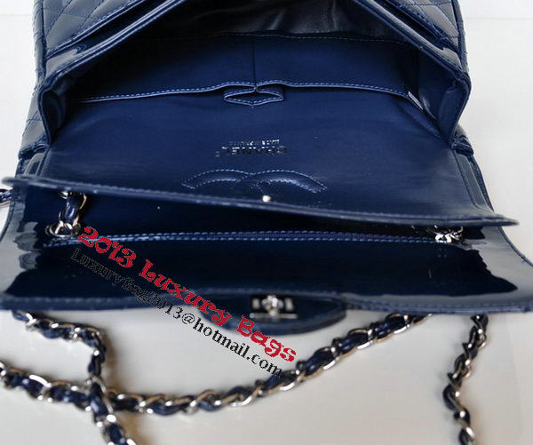 Chanel 2.55 Series Flap Bag Blue Patent Leather A1112 Silver