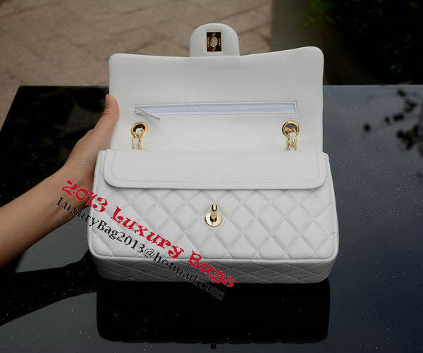 Chanel 2.55 Series Flap Bag White Sheepskin Leather A37586 Gold