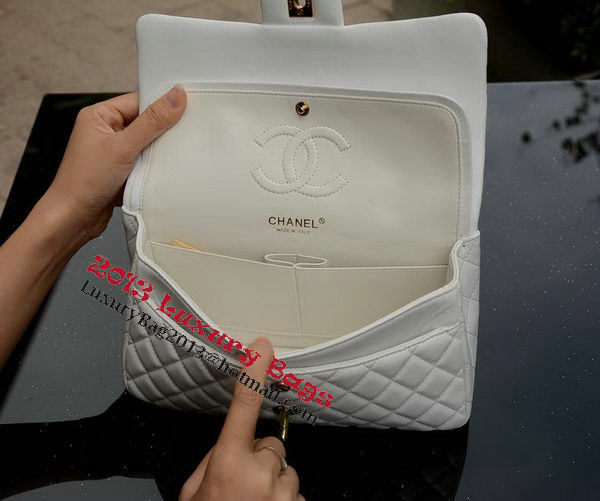 Chanel 2.55 Series Flap Bag White Sheepskin Leather A37586 Gold