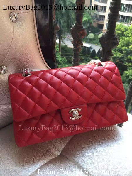 Chanel 2.55 Series Flap Bag Red Original Leather A01112 Silver