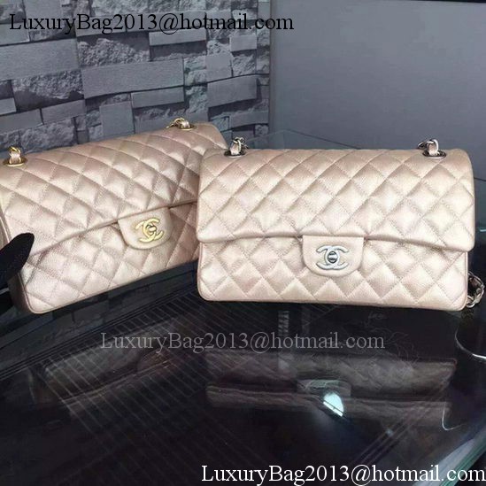 Chanel 2.55 Series Flap Bag Champagne Cavier Leather A05480 Silver