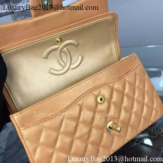 Chanel 2.55 Series Flap Bag Gold Cavier Leather A05480 Gold