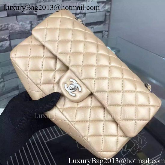 Chanel 2.55 Series Flap Bag Gold Sheepskin Leather A06375 Silver