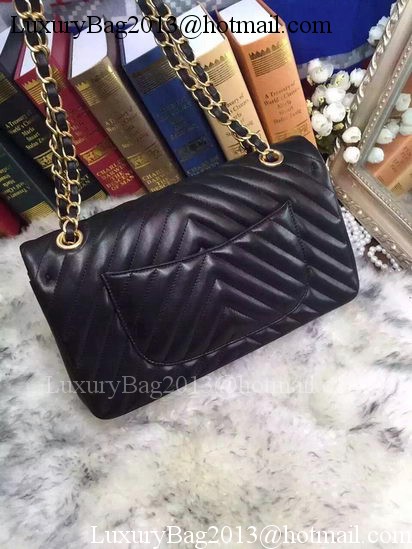 Chanel 2.55 Series Flap Bag Lambskin Chevron Leather A05475 Black