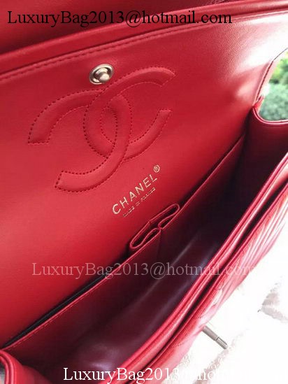 Chanel 2.55 Series Flap Bag Red Lambskin Chevron Leather A01112 Gold/Silver