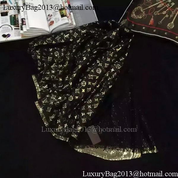 Louis Vuitton Scarf Silk LV112 Black