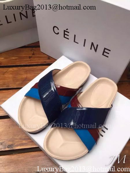 Celine Slipper Patent Leather Cline08 Blue