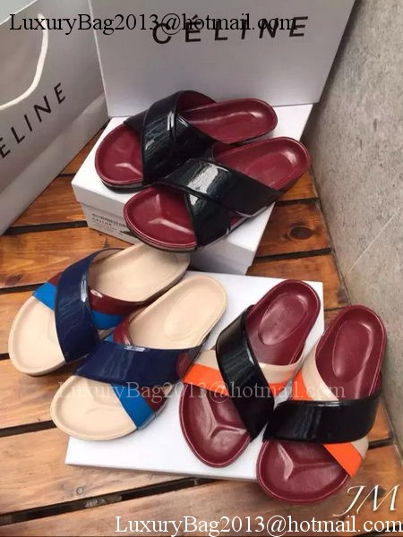 Celine Slipper Patent Leather Cline10 Orange&Black