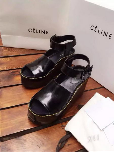 Celine Wedge Sandal Patent Leather Cline12 Black