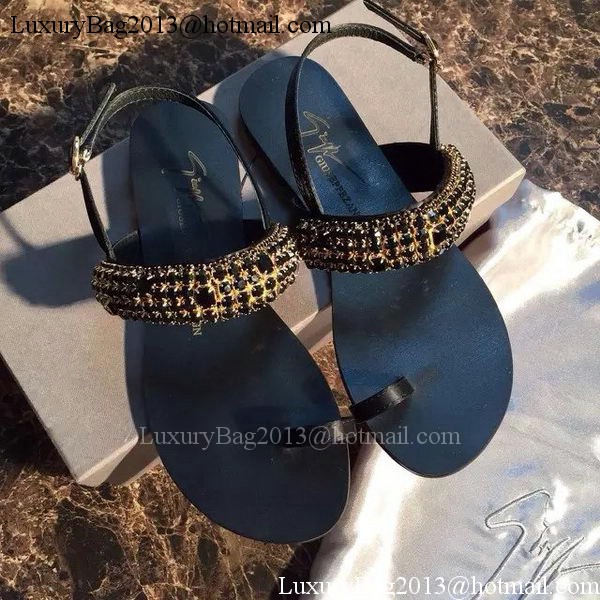 Giuseppe Zanotti Leather Flip Flops GZ0388 Black