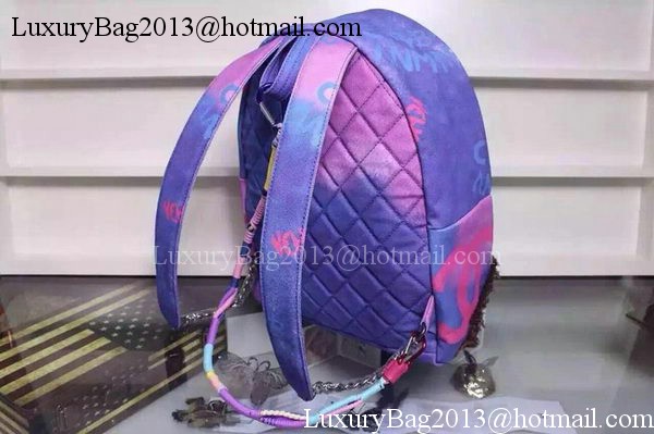 Chanel Graffiti Printed Canvas Backpack A92319 Purple