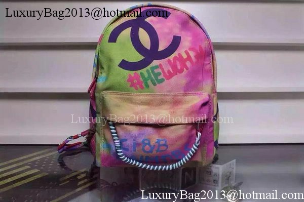 Chanel Graffiti Printed Canvas Backpack A92319 Rose