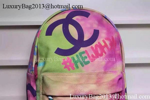 Chanel Graffiti Printed Canvas Backpack A92319 Rose