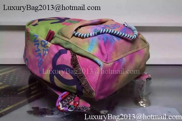 Chanel Graffiti Printed Canvas Backpack A92319 Rose