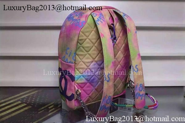 Chanel Graffiti Printed Canvas Backpack A92319 Rose