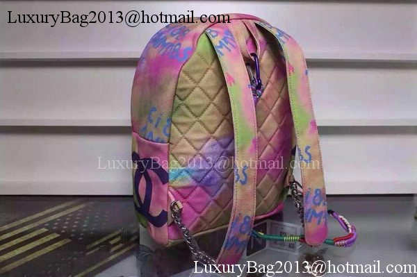 Chanel Graffiti Printed Canvas Backpack A92319 Rose