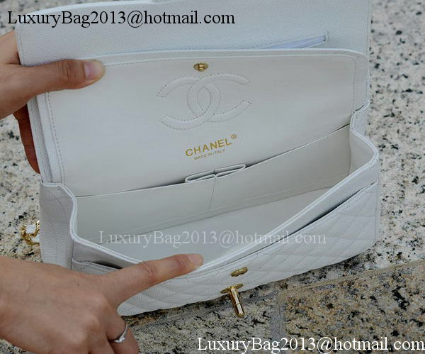 Chanel 2.55 Series Flap Bag White Cannage Pattern A1112 Gold