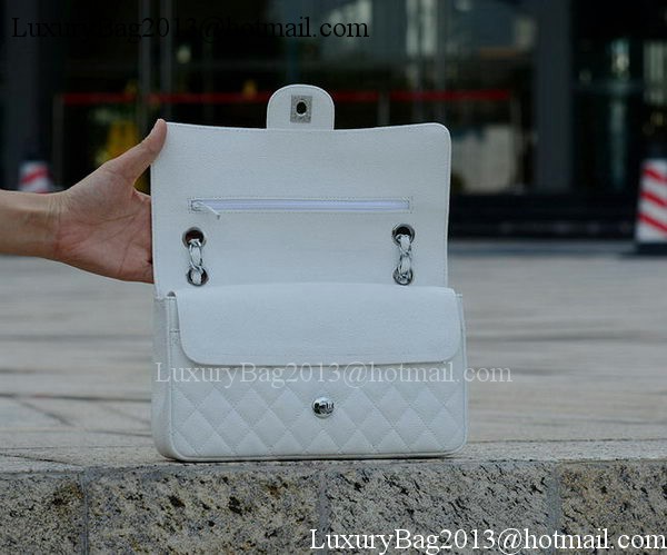 Chanel 2.55 Series Flap Bag White Cannage Pattern A1112 Silver