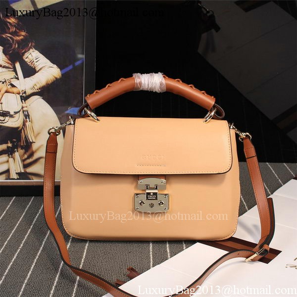 Gucci Clafskin Leather Top Shoulder Bag 387652 Apricot