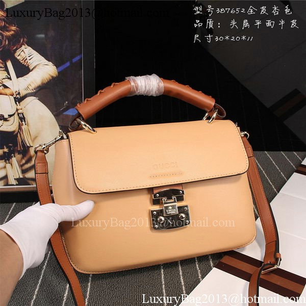 Gucci Clafskin Leather Top Shoulder Bag 387652 Apricot