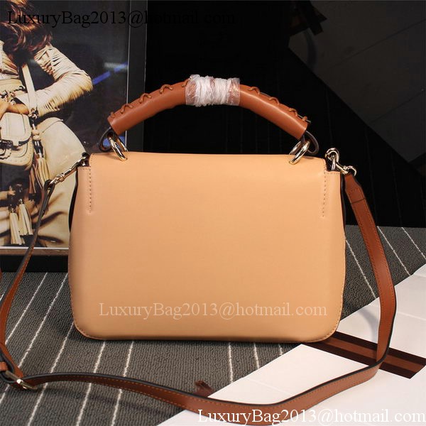 Gucci Clafskin Leather Top Shoulder Bag 387652 Apricot