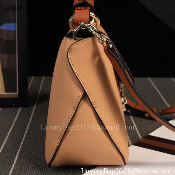 Gucci Clafskin Leather Top Shoulder Bag 387652 Apricot