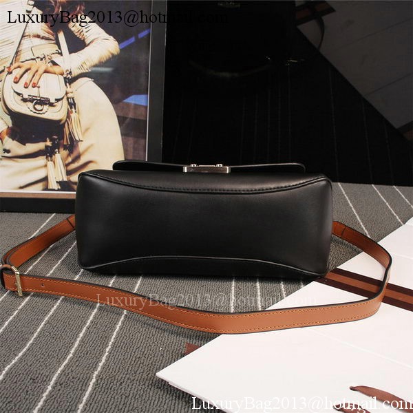 Gucci Clafskin Leather Top Shoulder Bag 387652 Black