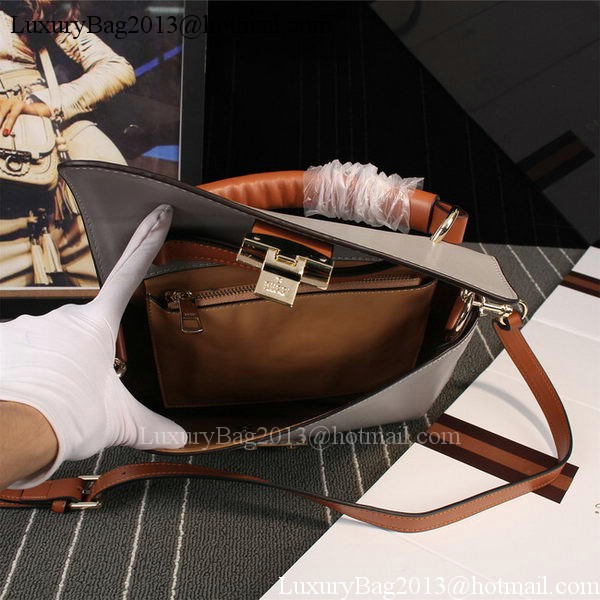 Gucci Clafskin Leather Top Shoulder Bag 387652 Grey