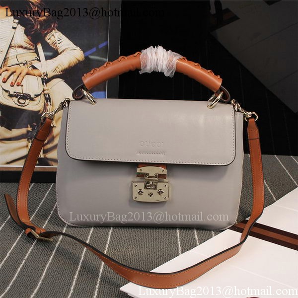 Gucci Clafskin Leather Top Shoulder Bag 387652 Grey