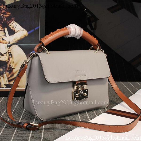 Gucci Clafskin Leather Top Shoulder Bag 387652 Grey