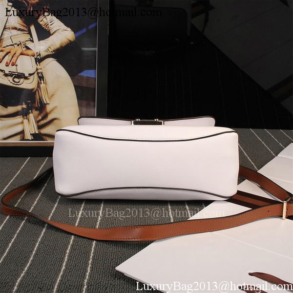 Gucci Clafskin Leather Top Shoulder Bag 387652 White