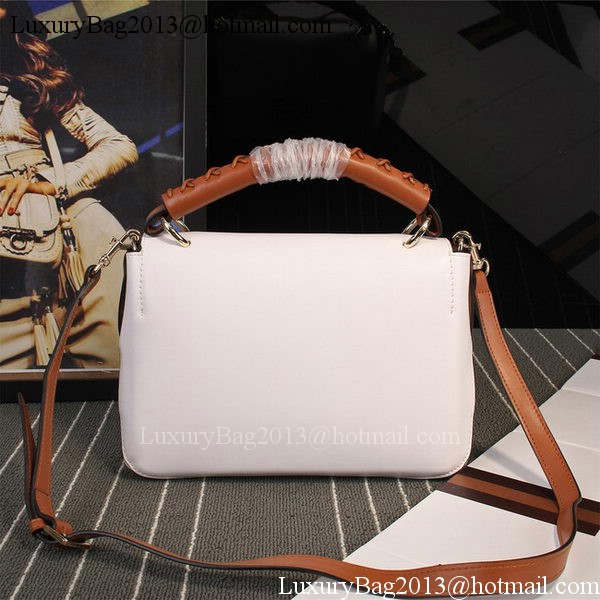 Gucci Clafskin Leather Top Shoulder Bag 387652 White