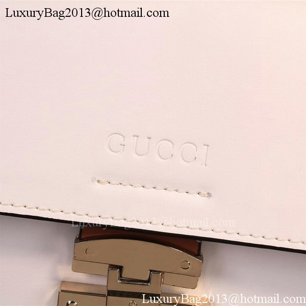 Gucci Clafskin Leather Top Shoulder Bag 387652 White