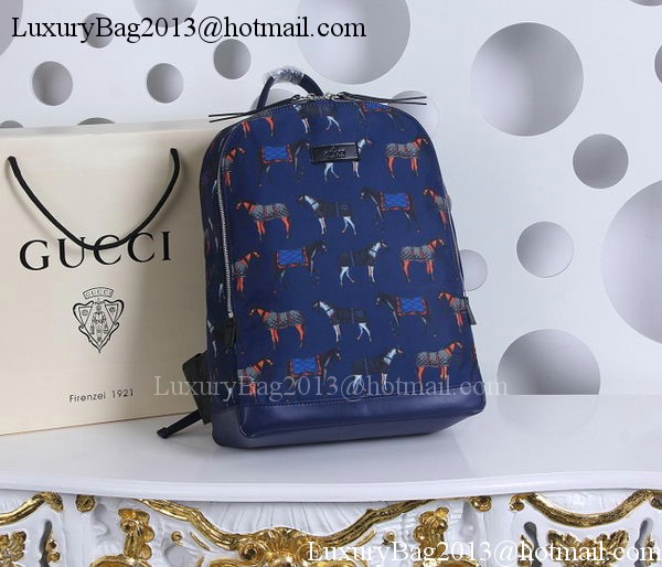 Gucci Horse Print Backpack 353476 Blue