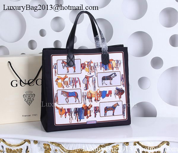 Gucci Large Horse Frame Print Tote Bag 387098 Black