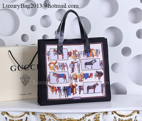 Gucci Large Horse Frame Print Tote Bag 387098 Black