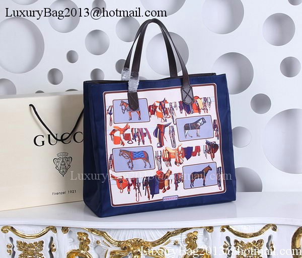 Gucci Large Horse Frame Print Tote Bag 387098 Blue