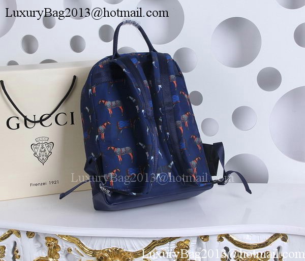 Gucci Horse Print Backpack 348769 Blue