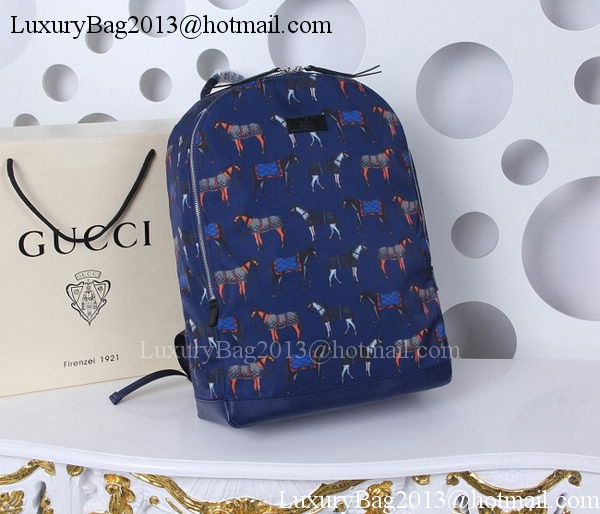 Gucci Horse Print Backpack 366523 Blue