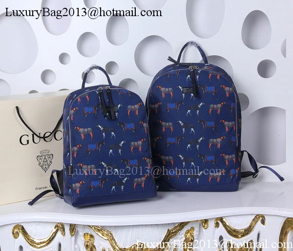 Gucci Horse Print Backpack 366523 Blue