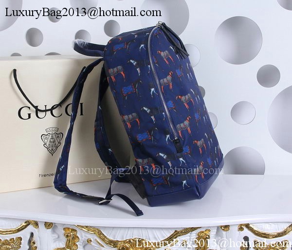 Gucci Horse Print Backpack 366523 Blue