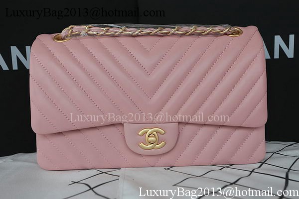 Chanel 2.55 Series Flap Bag Lambskin Chevron Leather A1112CF Pink